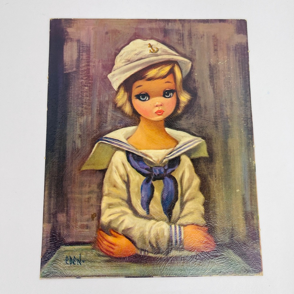 Eden Sailor Girl Big Eye Art Print 8x10 Vintage 1960s Sheffield 102-E Kitsch